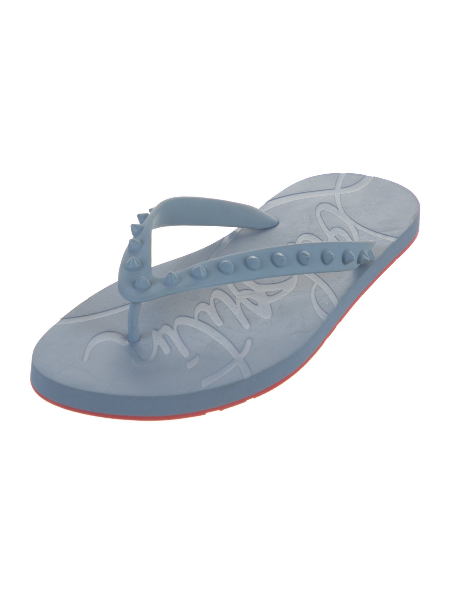 Christian Louboutin Spike Accents Rubber Flip Flops
