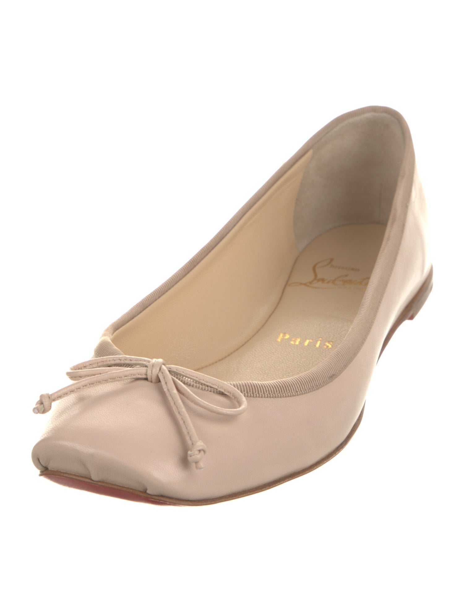 Christian Louboutin Leather Bow Accents Ballet Flats