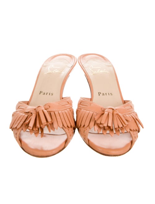 Christian Louboutin Leather Fringe Trim Accent Slides