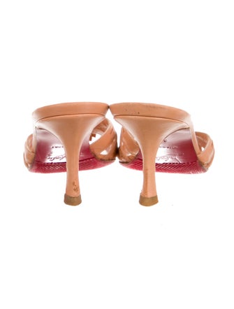 Christian Louboutin Leather Fringe Trim Accent Slides