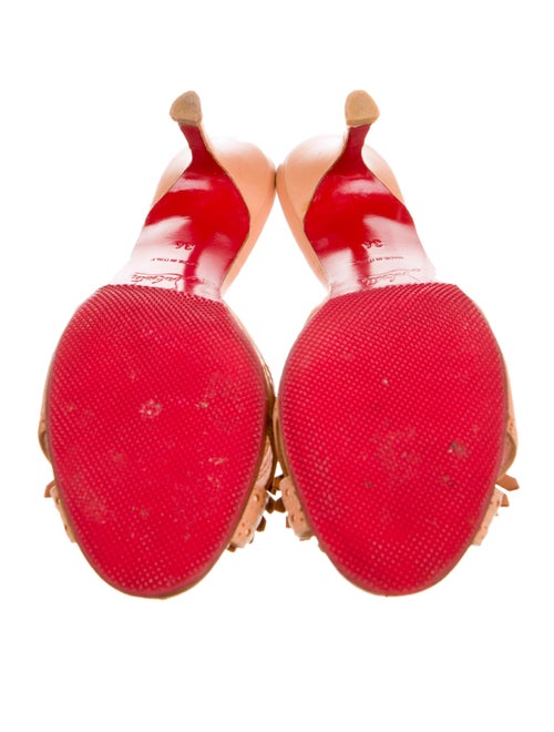 Christian Louboutin Leather Fringe Trim Accent Slides