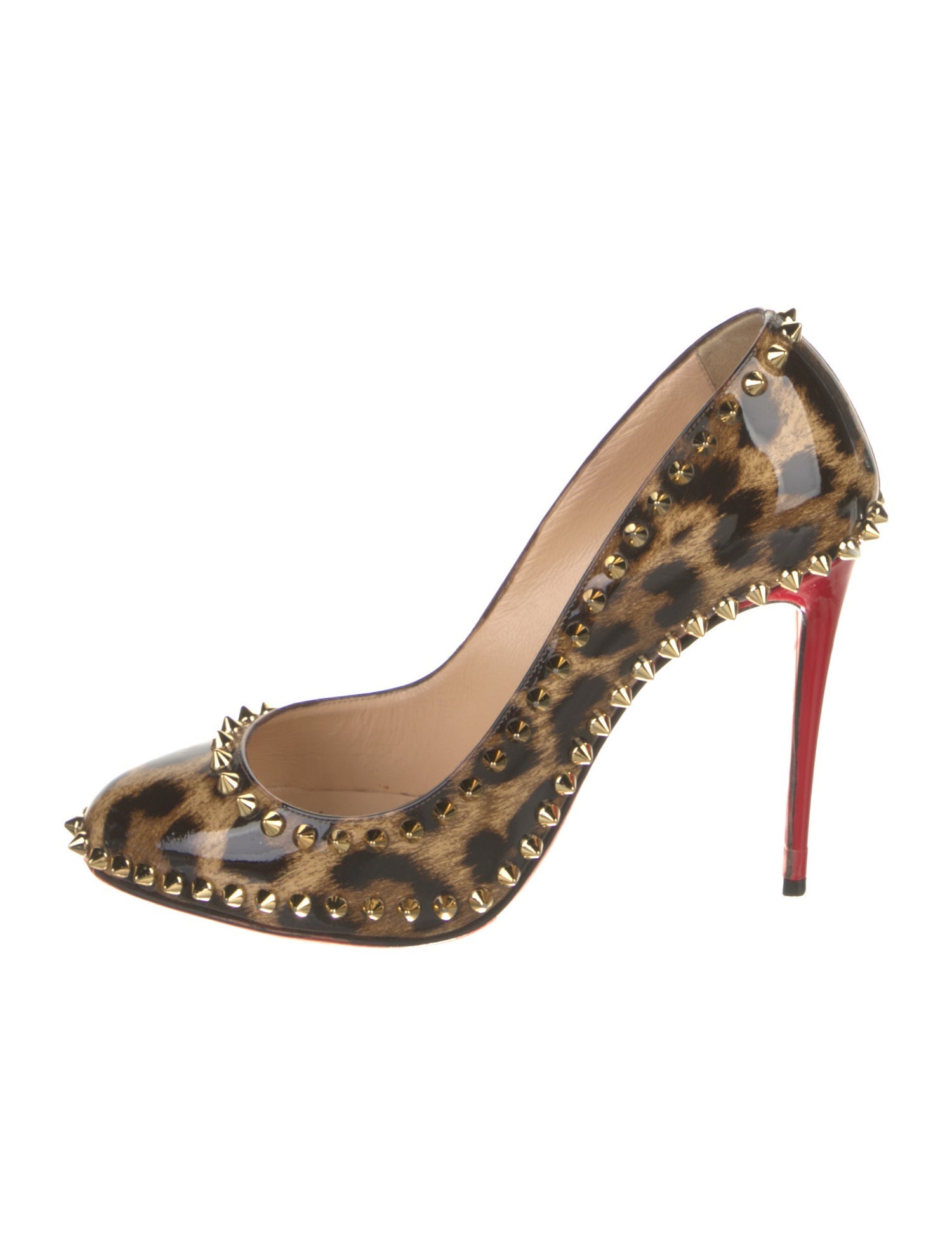 Christian Louboutin Spike Accents Patent Leather Pumps