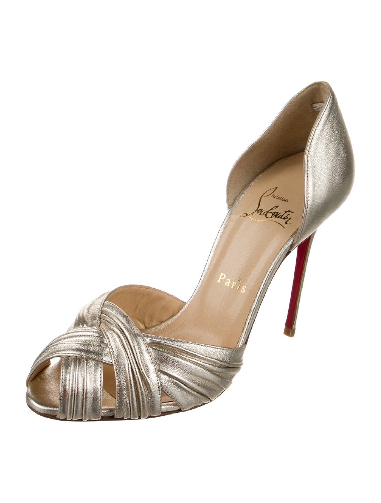 Christian Louboutin Leather Ruffle Embellishment D'Orsay Pumps