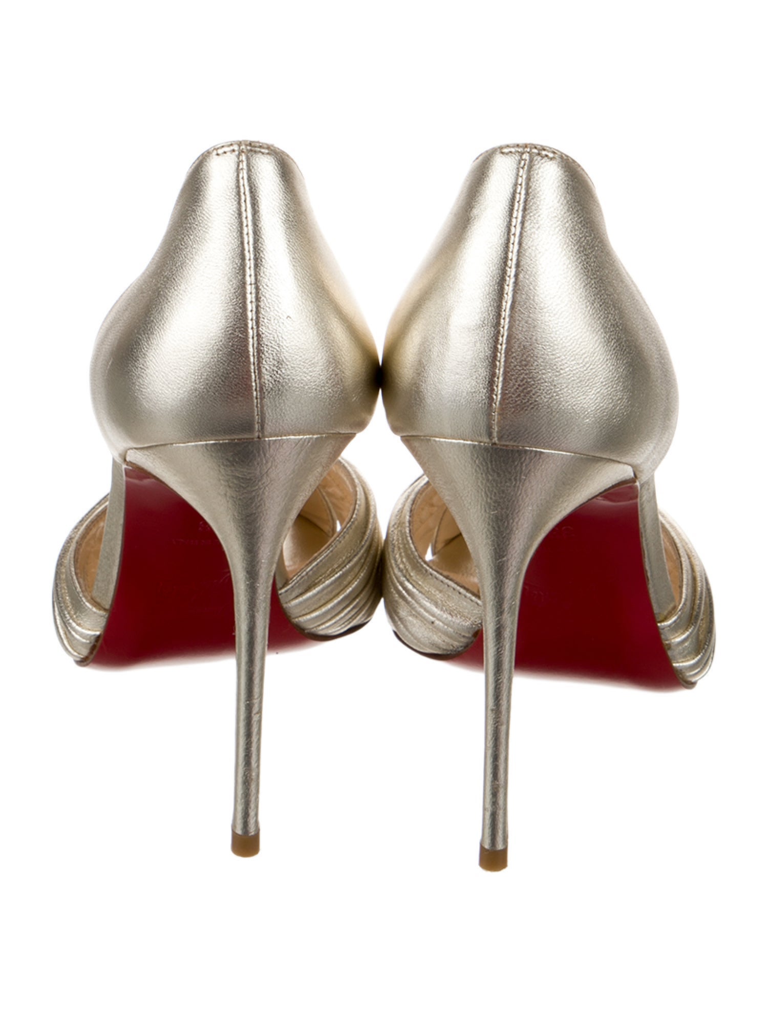 Christian Louboutin Leather Ruffle Embellishment D'Orsay Pumps