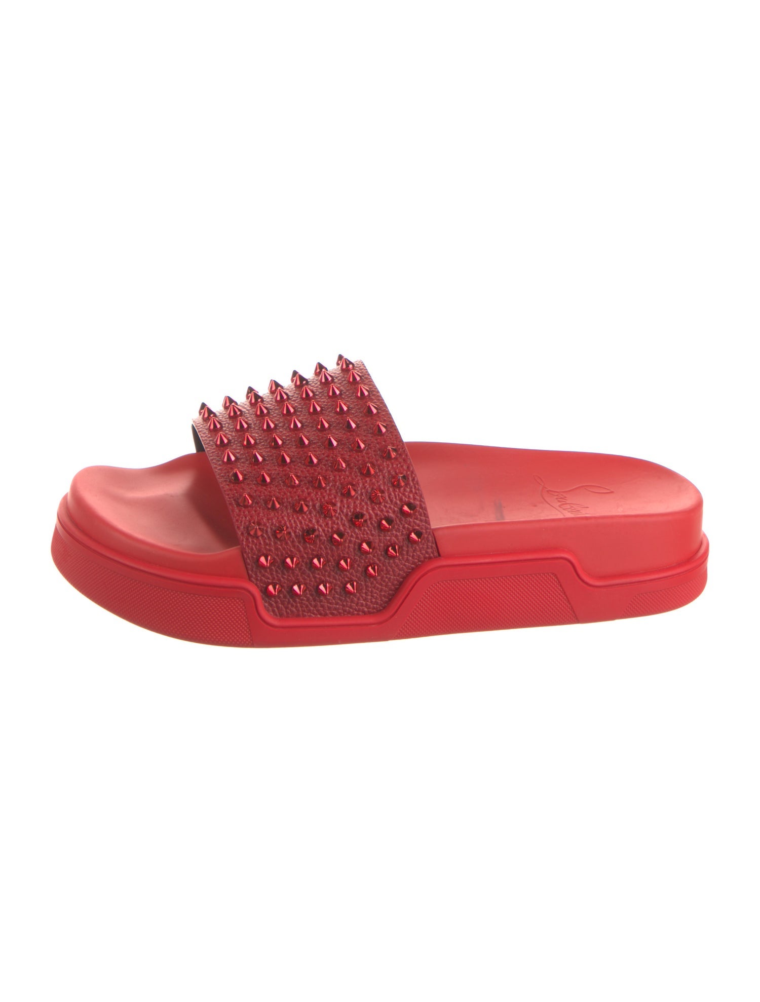 Christian Louboutin Leather Studded Accents Slides