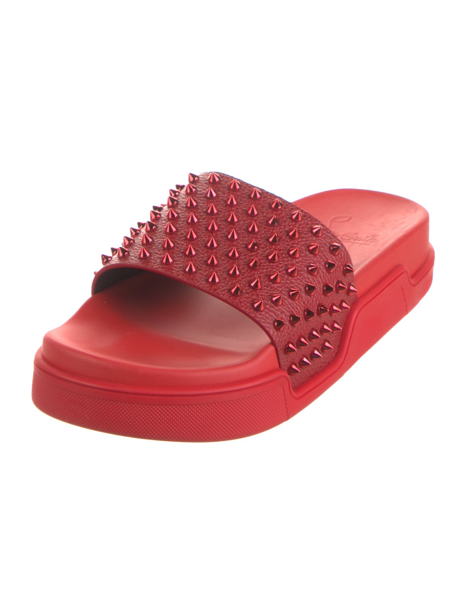 Christian Louboutin Leather Studded Accents Slides