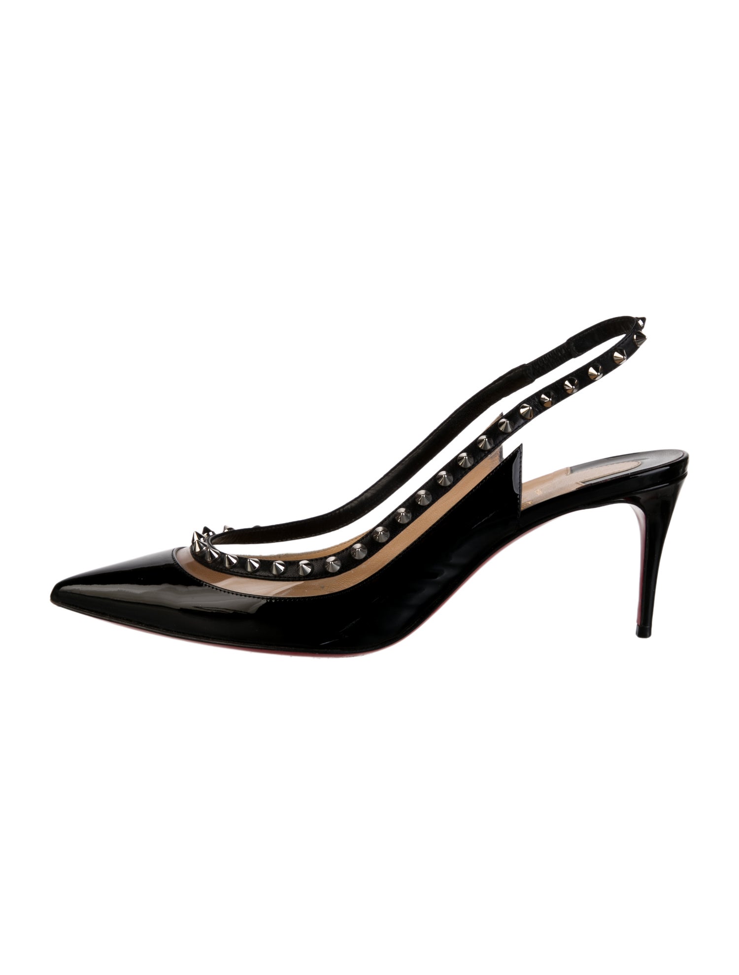 Christian Louboutin Rockstud Accents Patent Leather Slingback Pumps