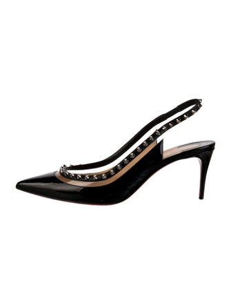 Christian Louboutin Rockstud Accents Patent Leather Slingback Pumps