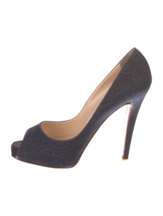 Christian Louboutin Denim Bow Accents Pumps