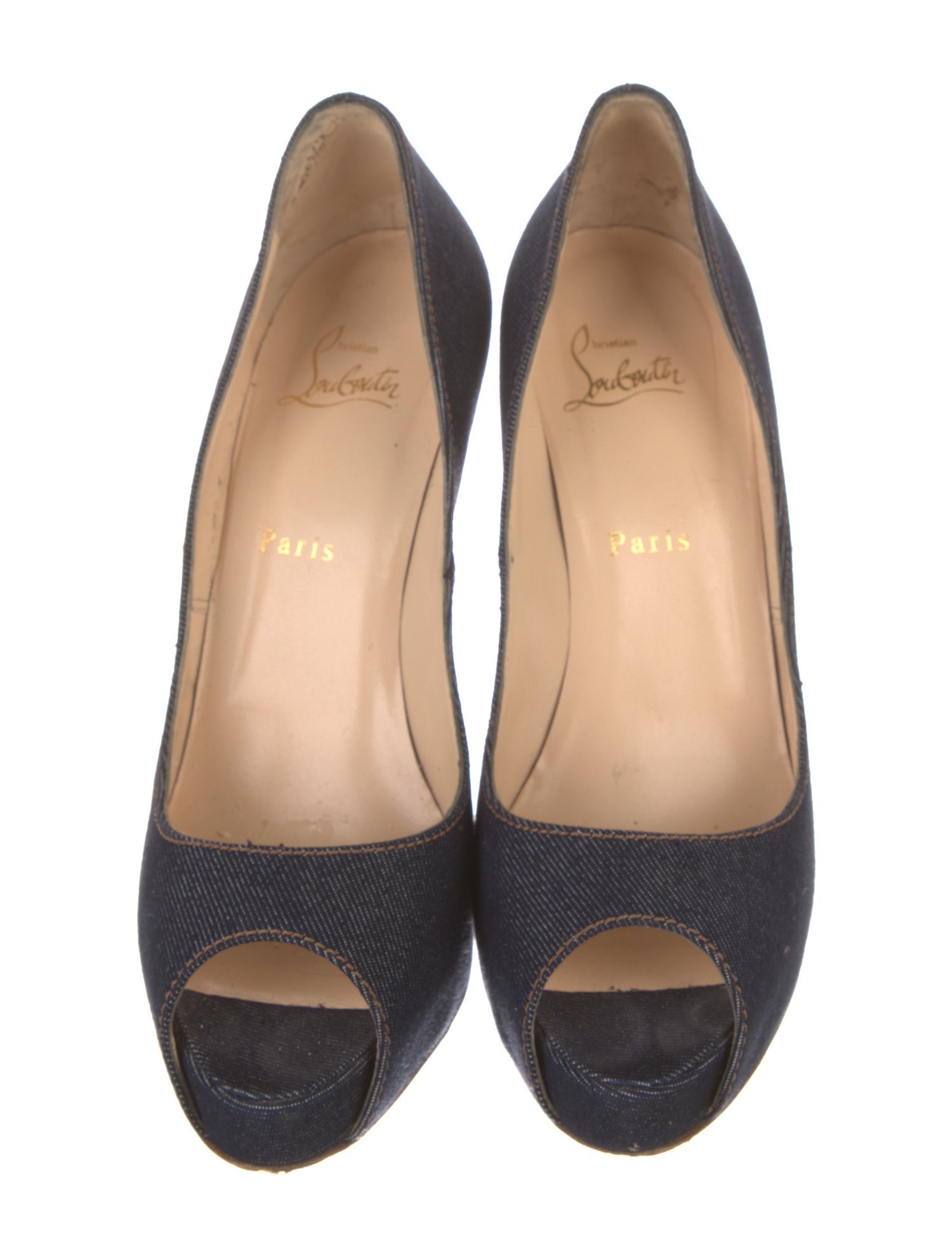 Christian Louboutin Denim Bow Accents Pumps