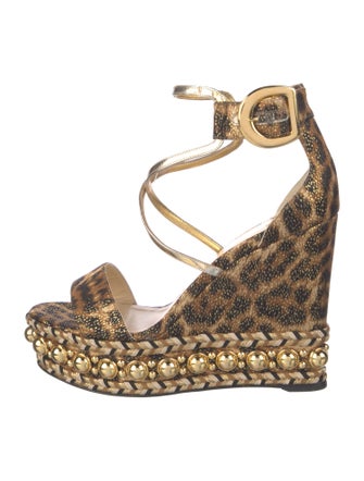 Christian Louboutin Suede Animal Print Espadrilles