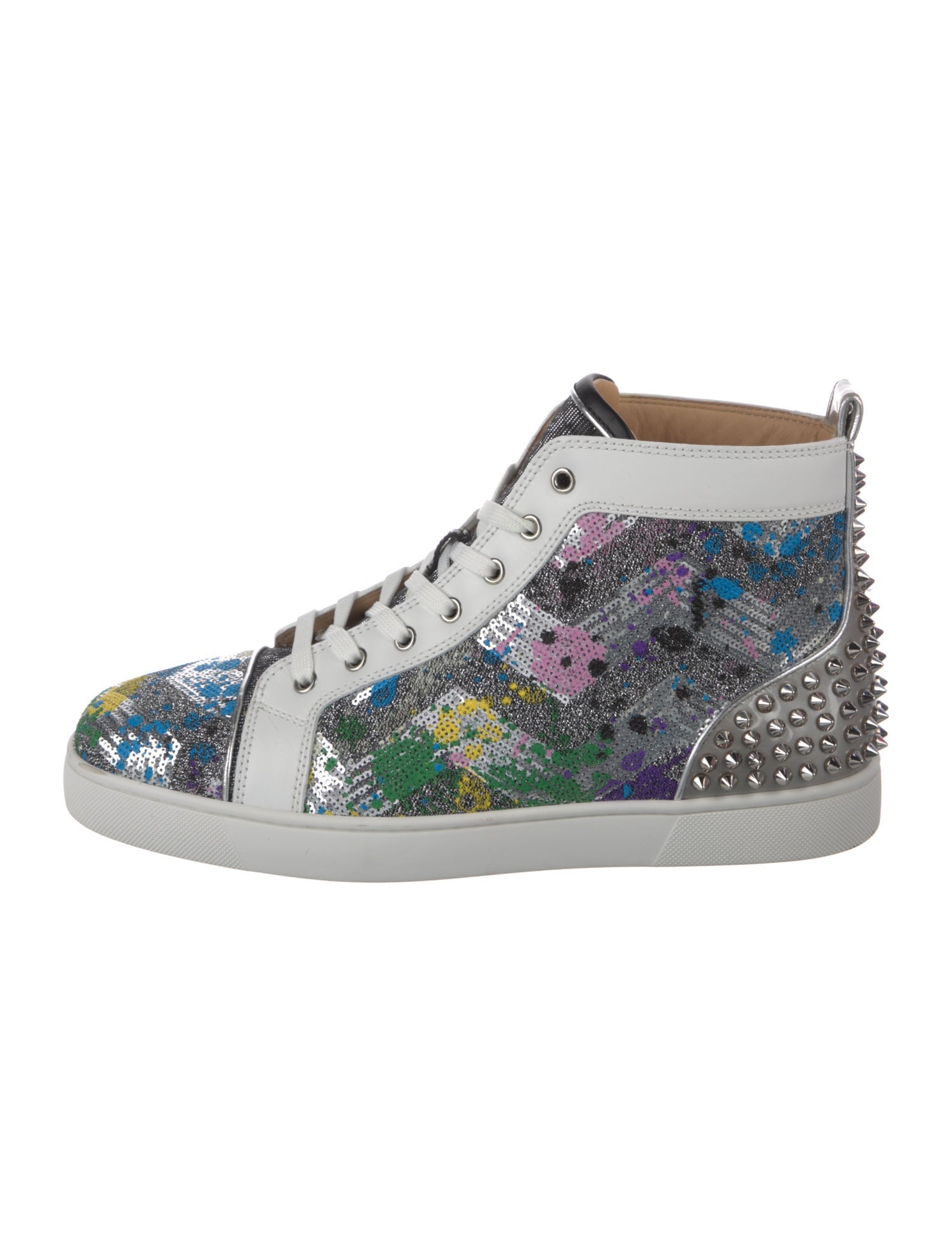 Christian Louboutin Spike Accents Printed Sneakers