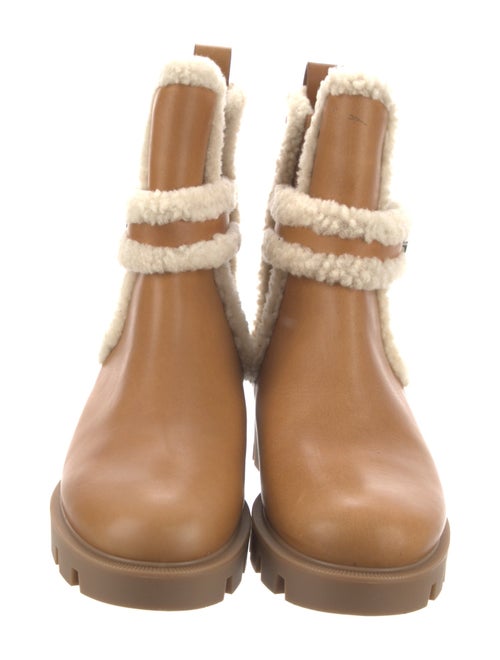 Christian Louboutin Leather Fur Trim Moto Boots