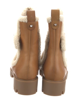 Christian Louboutin Leather Fur Trim Moto Boots