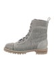 Christian Louboutin Spike Accents Tweed Combat Boots