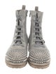 Christian Louboutin Spike Accents Tweed Combat Boots