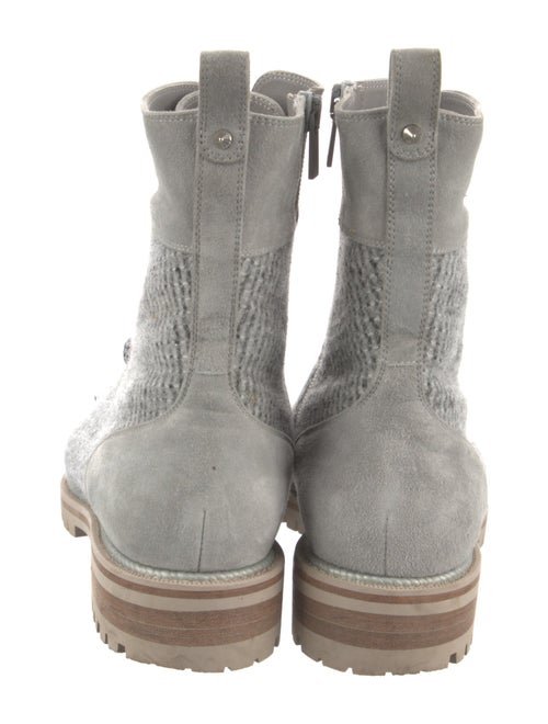 Christian Louboutin Spike Accents Tweed Combat Boots