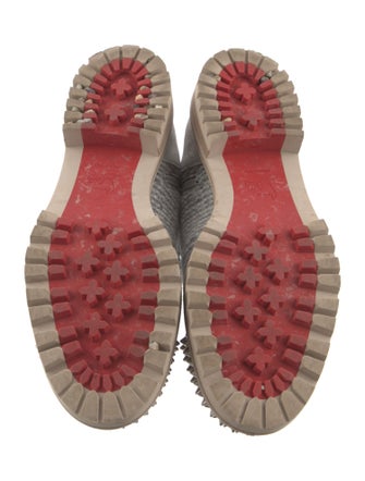 Christian Louboutin Spike Accents Tweed Combat Boots