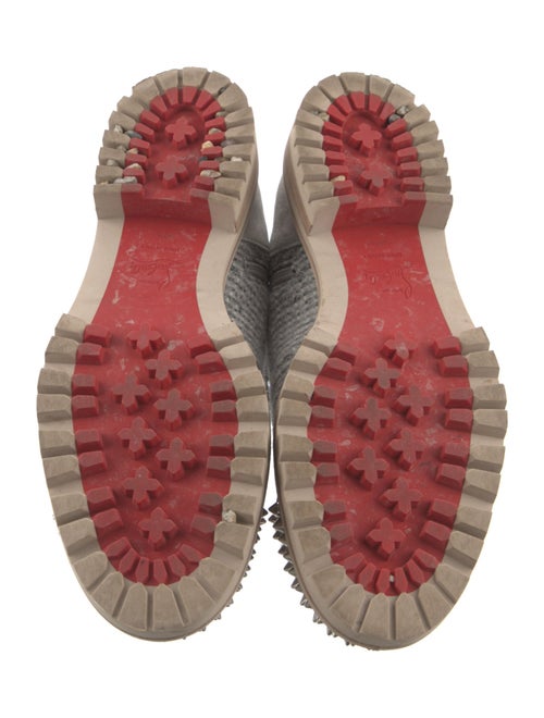 Christian Louboutin Spike Accents Tweed Combat Boots