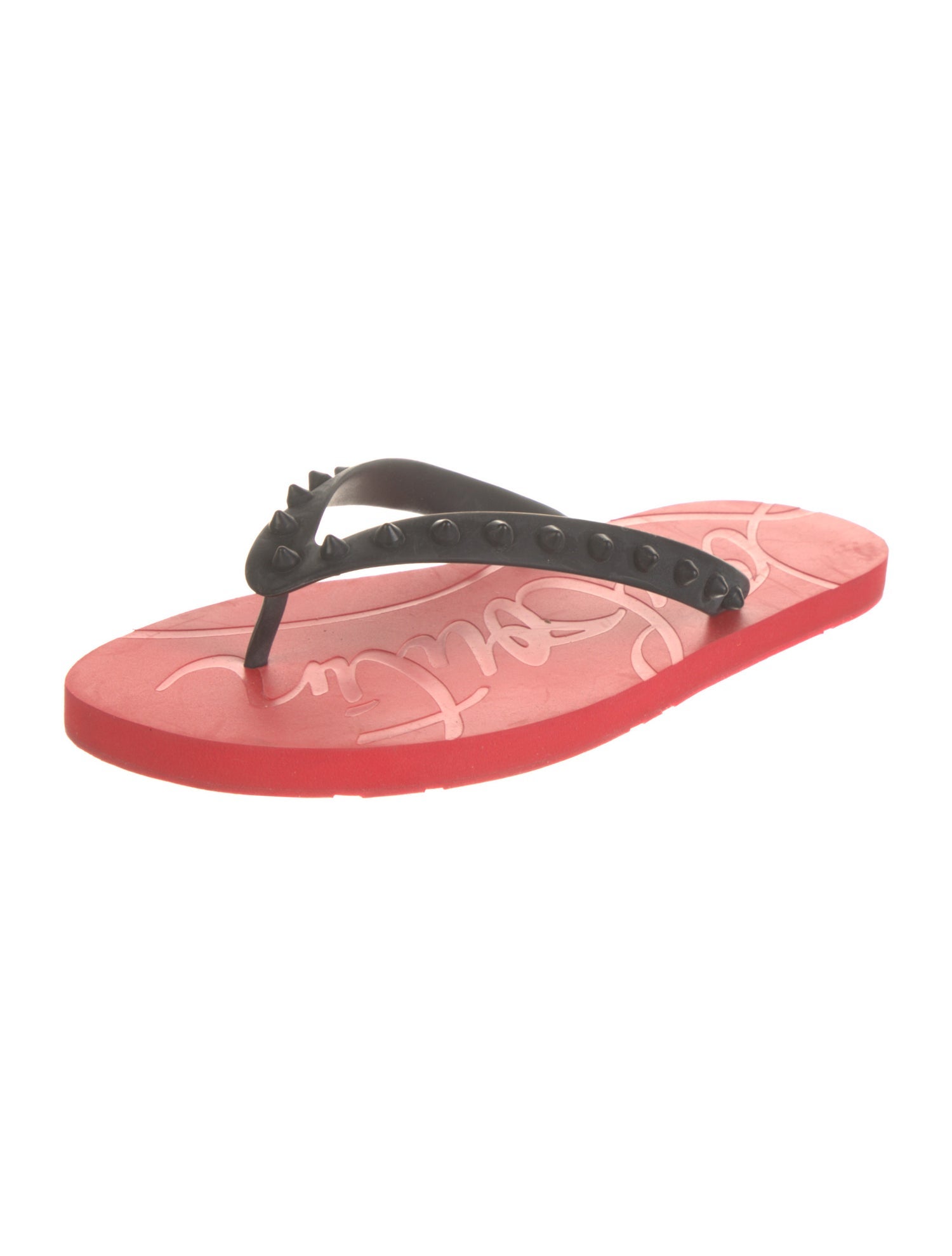 Christian Louboutin Spike Accents Rubber Flip Flops