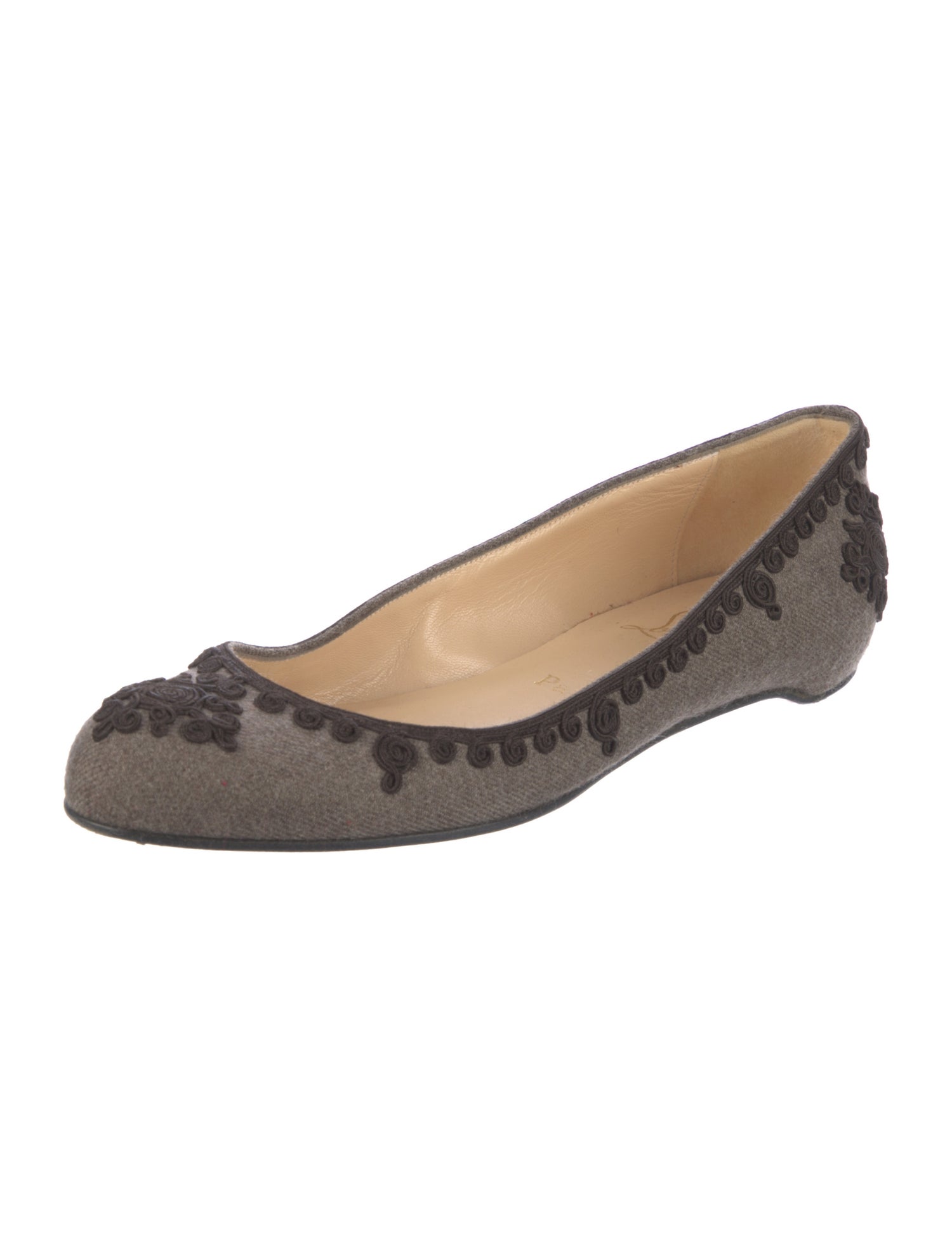Christian Louboutin Wool Colorblock Pattern Ballet Flats