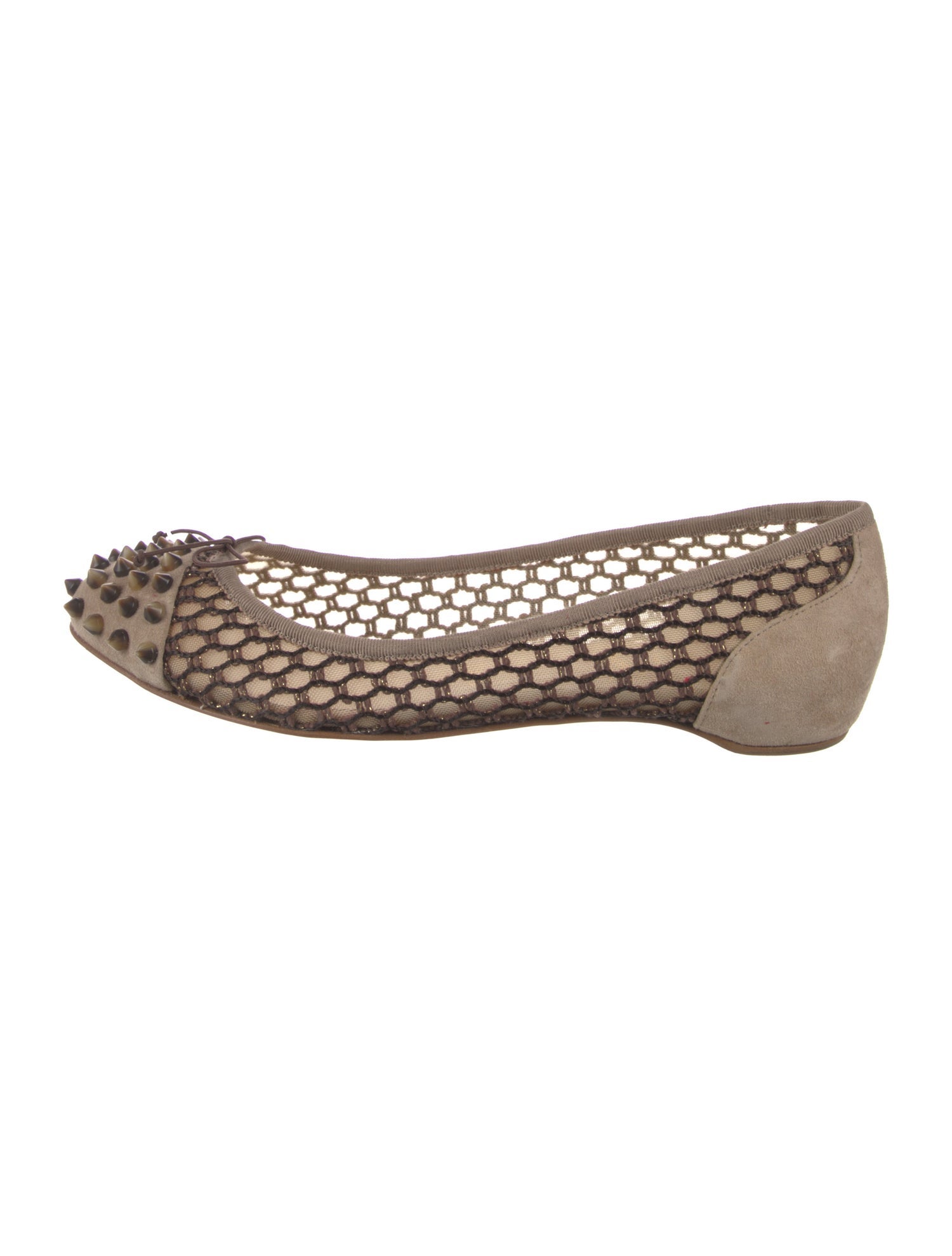 Christian Louboutin Spike Accents Suede Flats