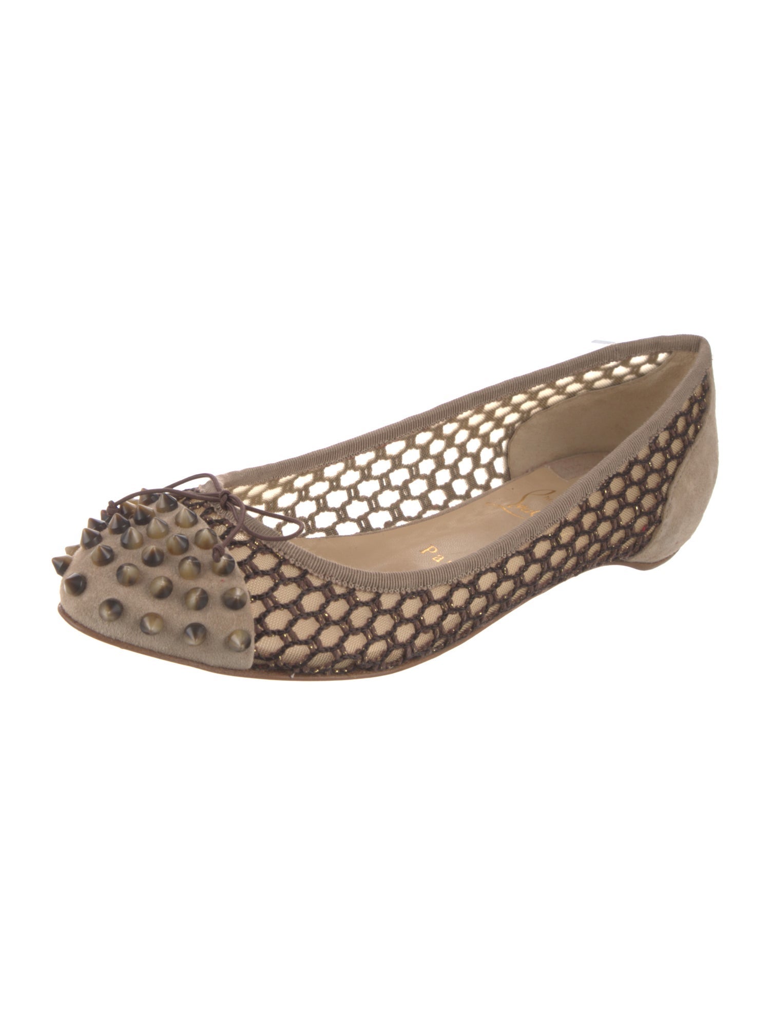 Christian Louboutin Spike Accents Suede Flats
