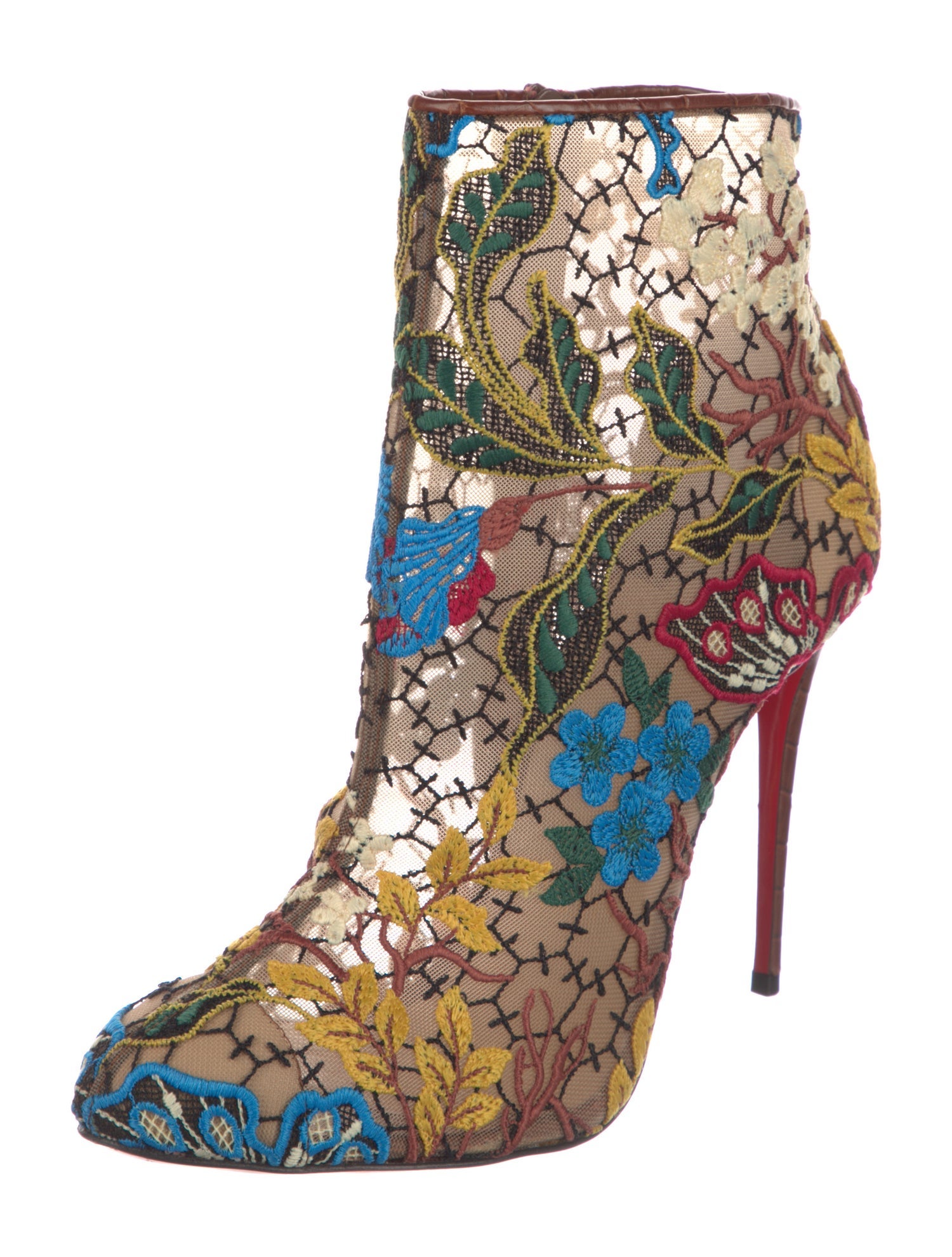 Christian Louboutin Mesh Floral Print Boots