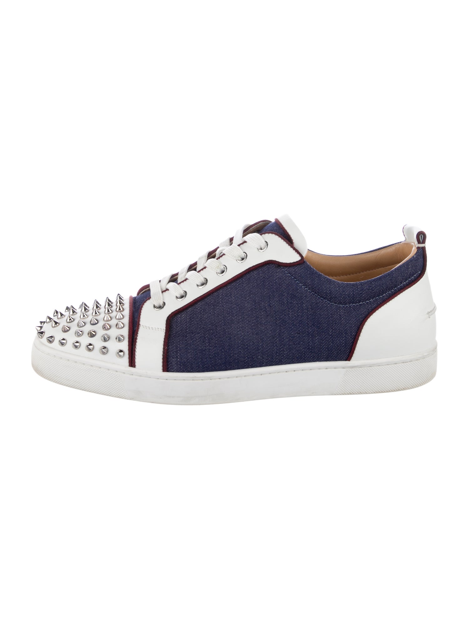 Christian Louboutin Spike Accents Denim Sneakers