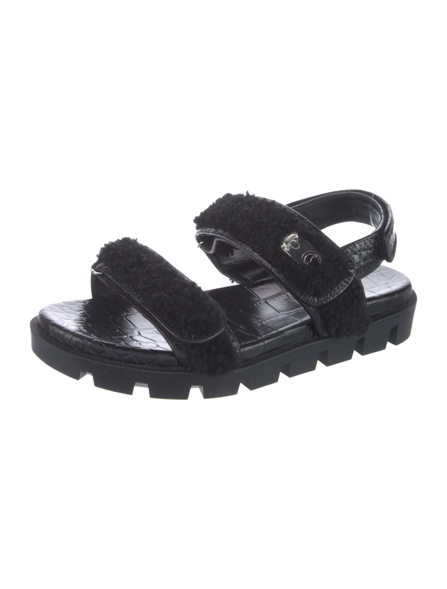 Christian Louboutin Embossed Leather Slingback Sandals