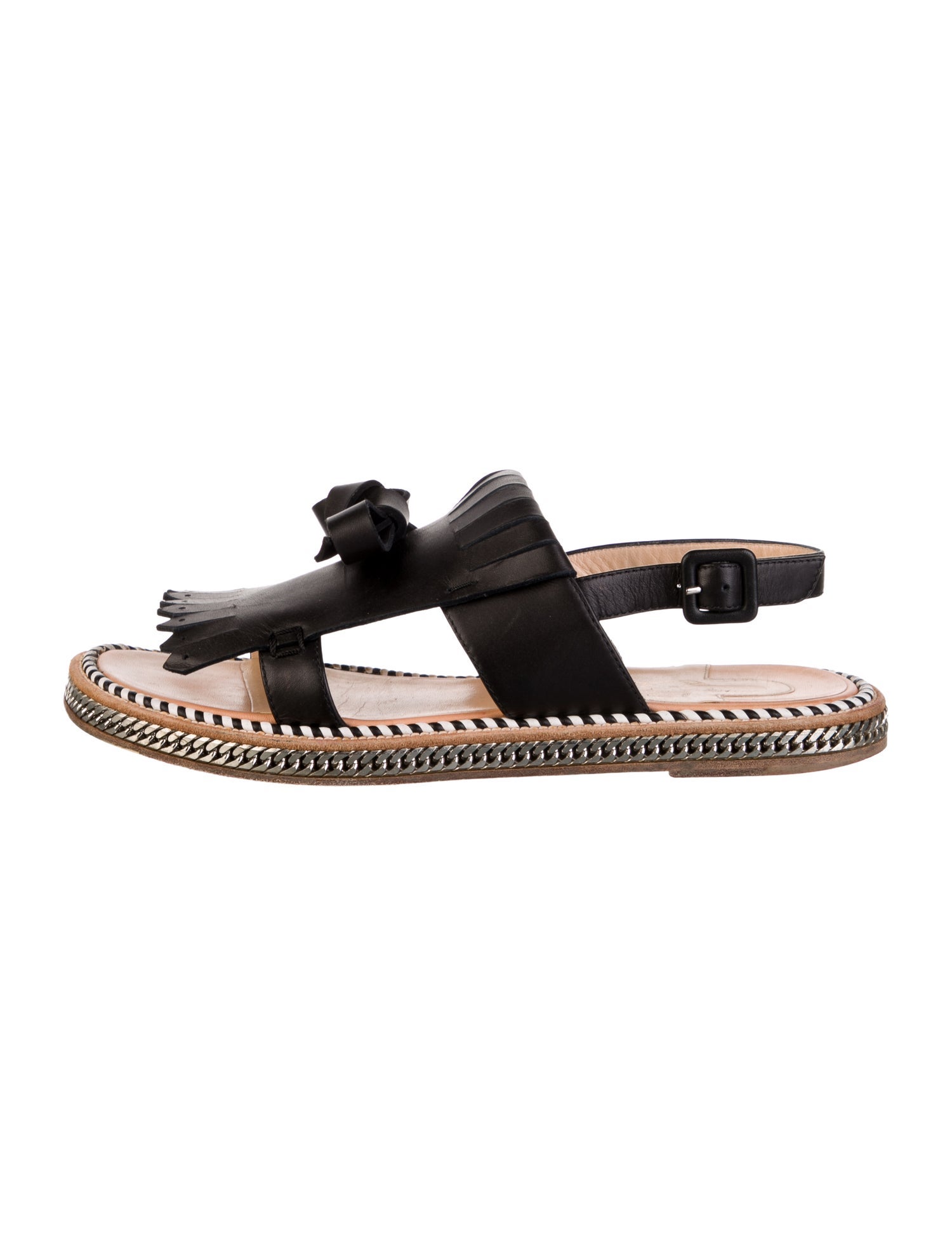 Christian Louboutin Leather Bow Accents Slingback Sandals