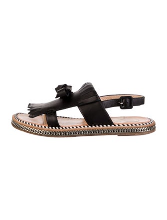 Christian Louboutin Leather Bow Accents Slingback Sandals