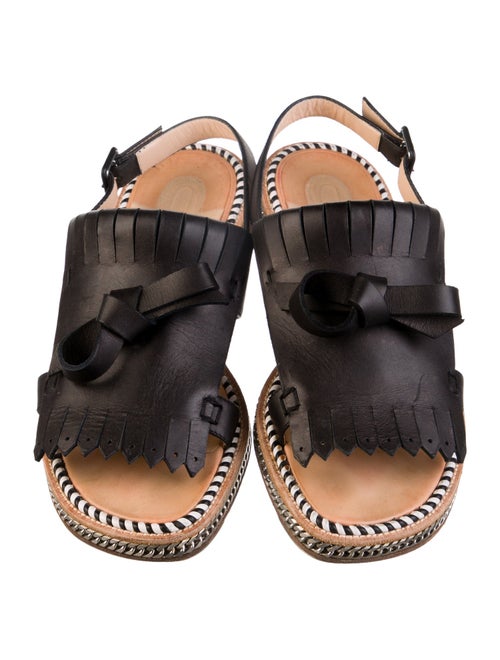 Christian Louboutin Leather Bow Accents Slingback Sandals