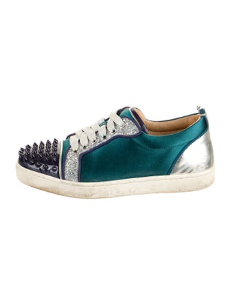Christian Louboutin Spike Accents Satin Sneakers