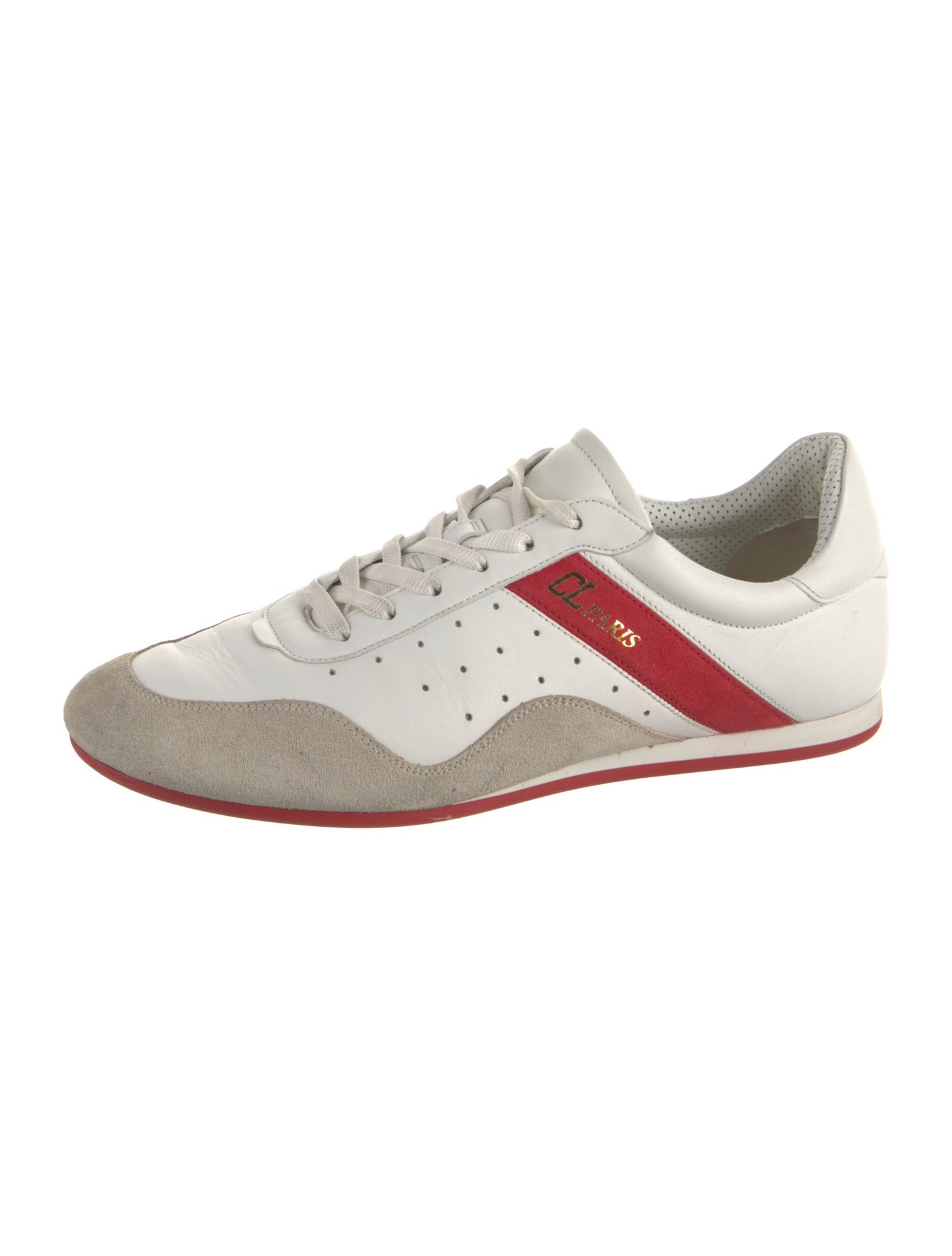 Christian Louboutin Leather Lasercut Accents Sneakers