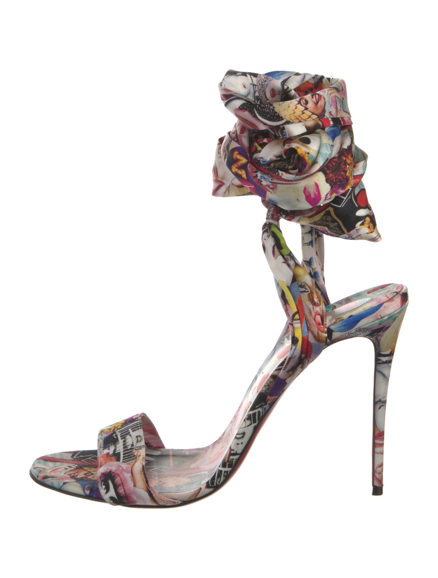 Christian Louboutin Silk Printed Sandals
