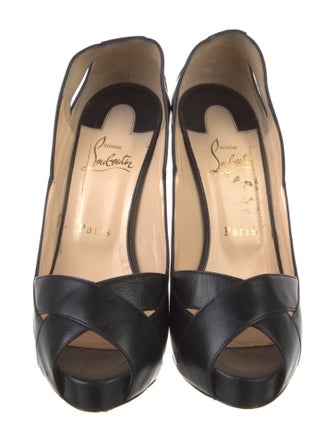 Christian Louboutin Leather Cutout Accent Pumps
