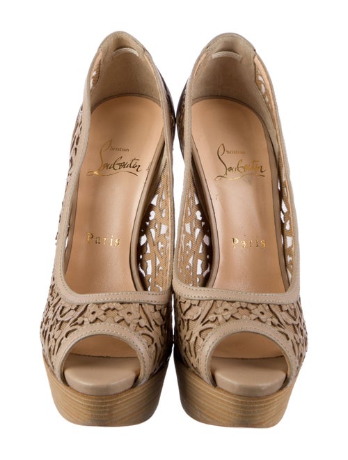 Christian Louboutin Leather Lace Pattern Pumps
