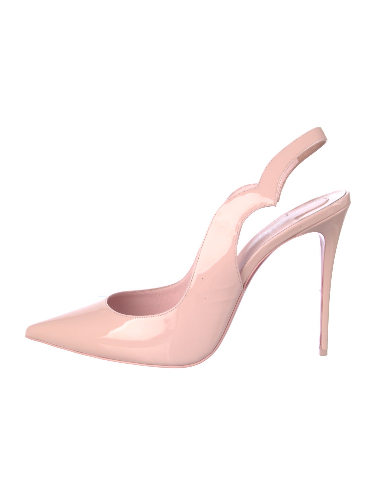 Christian Louboutin Patent Leather Scalloped Accent Slingback Pumps