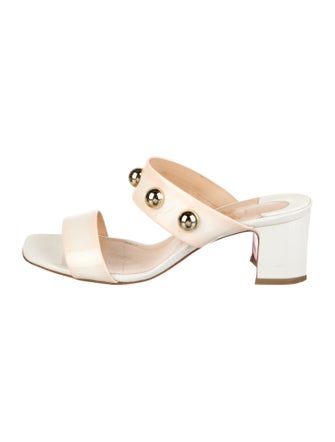 Christian Louboutin Patent Leather Studded Accents Slides