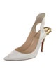 Christian Louboutin Spike Accents Leather Slingback Pumps