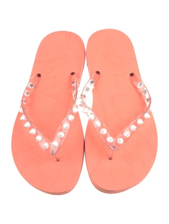 Christian Louboutin Spike Accents Rubber Flip Flops