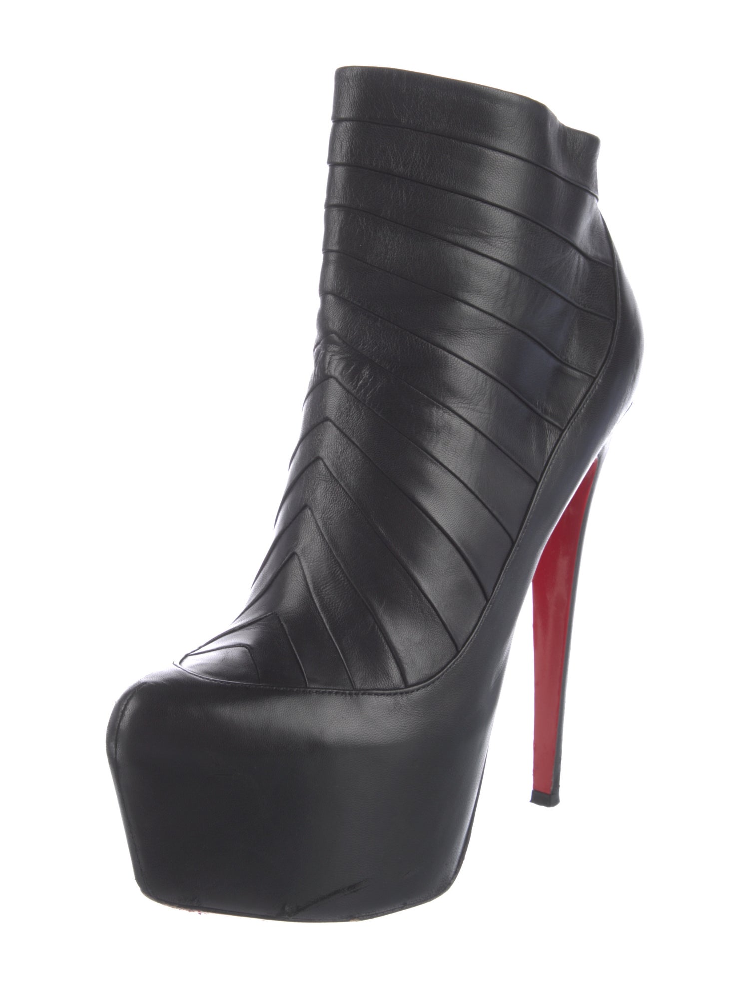 Christian Louboutin Leather Pleated Accents Boots