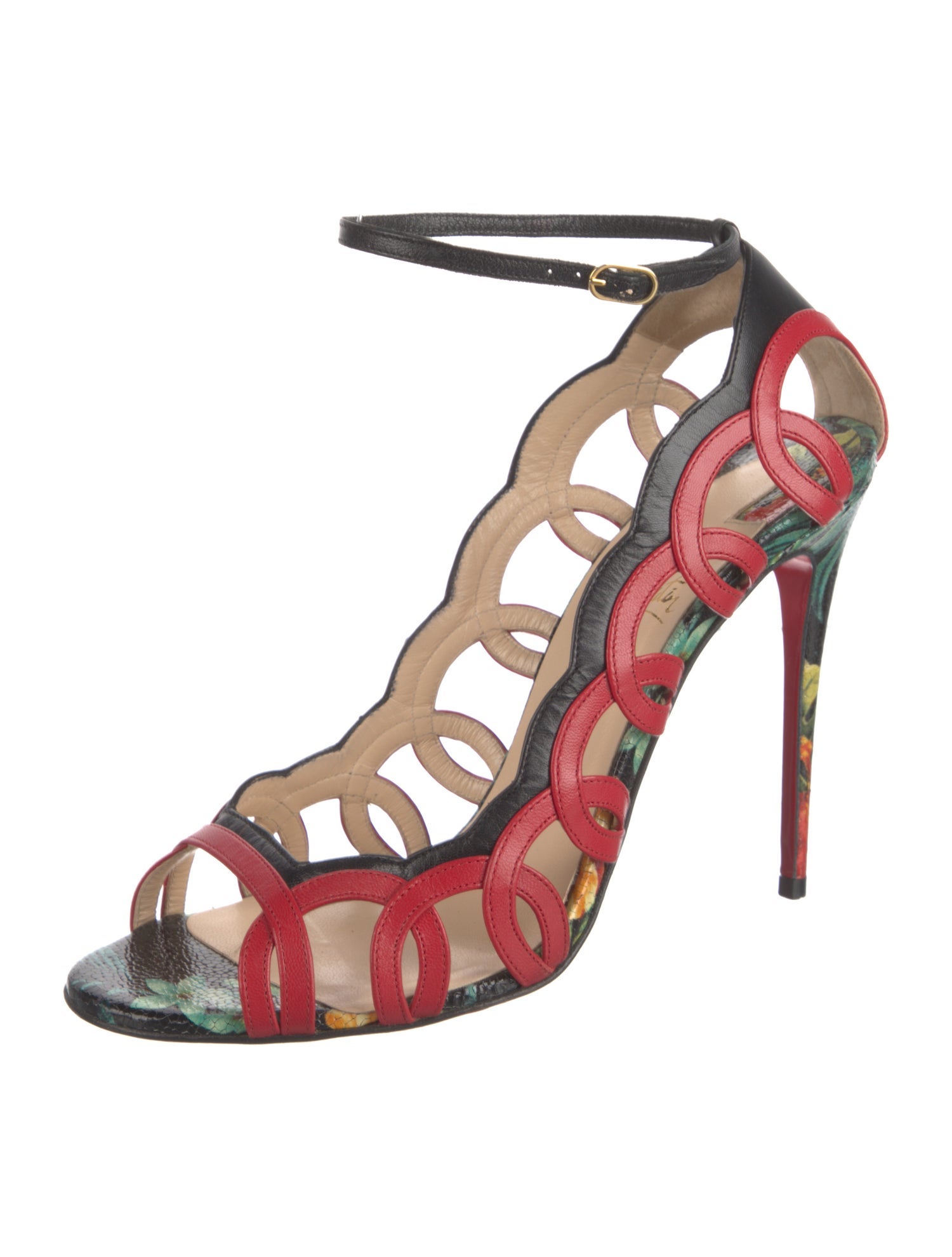 Christian Louboutin Leather Animal Print Sandals