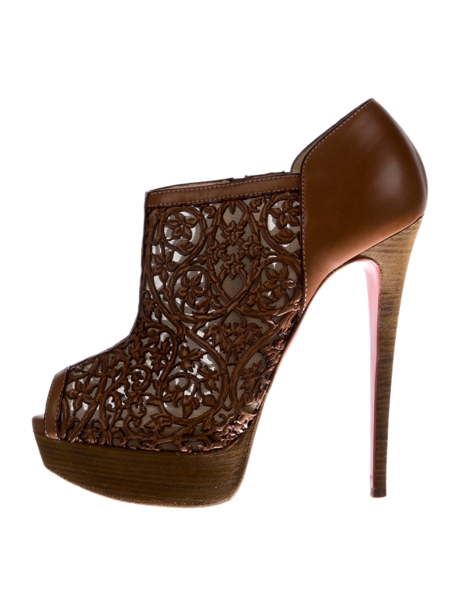 Christian Louboutin Leather Mesh Accents Pumps