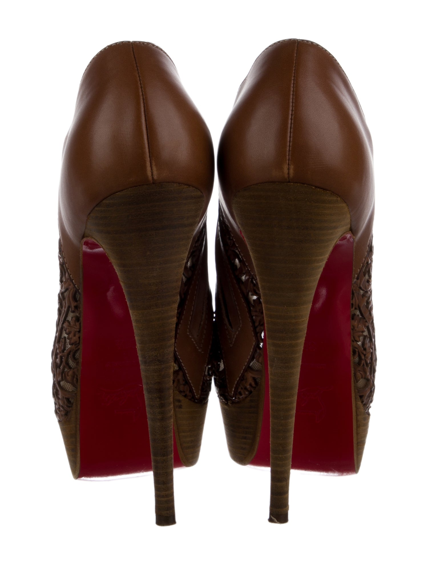 Christian Louboutin Leather Mesh Accents Pumps