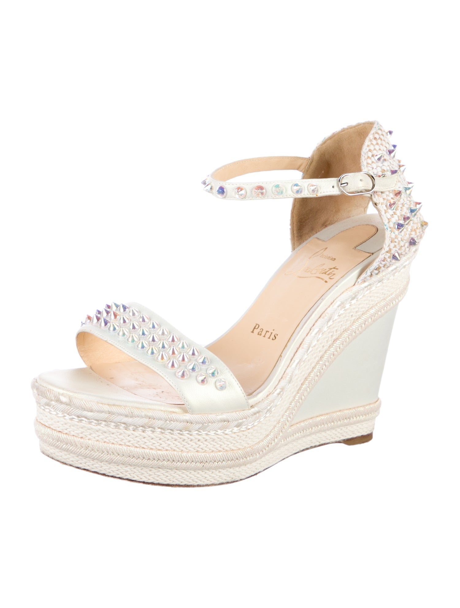 Christian Louboutin Spike Accents Leather Espadrilles