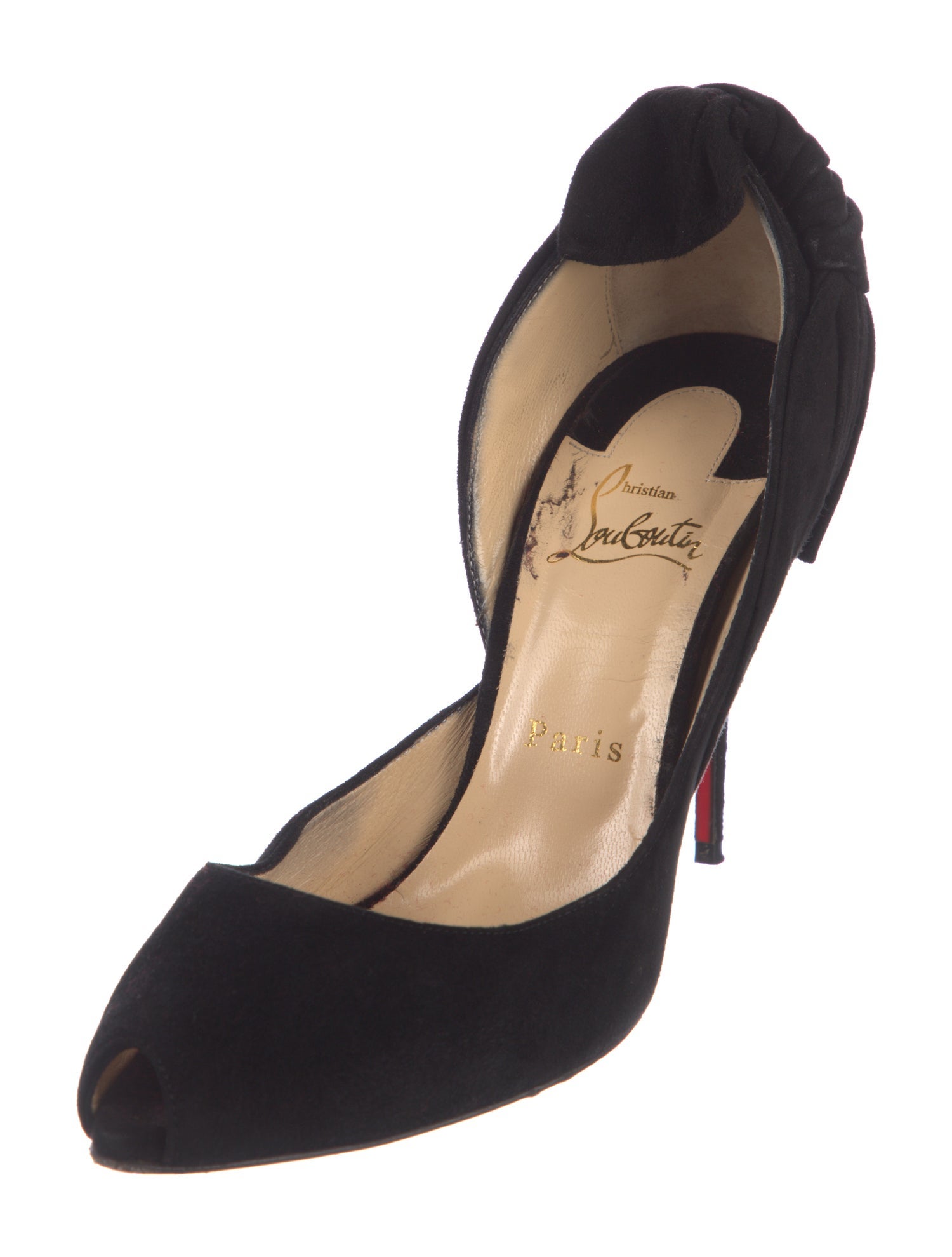 Christian Louboutin Suede Bow Accents D'Orsay Pumps