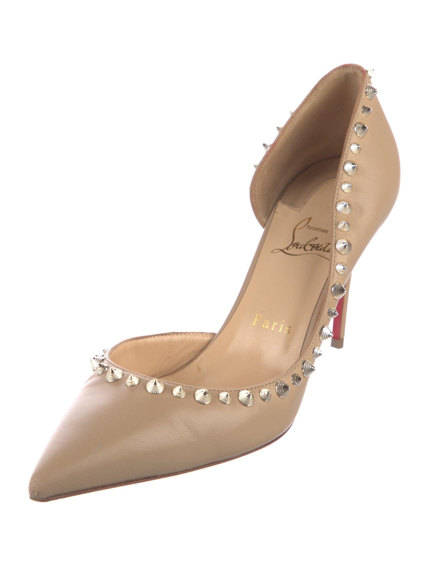 Christian Louboutin Spike Accents Leather D'Orsay Pumps