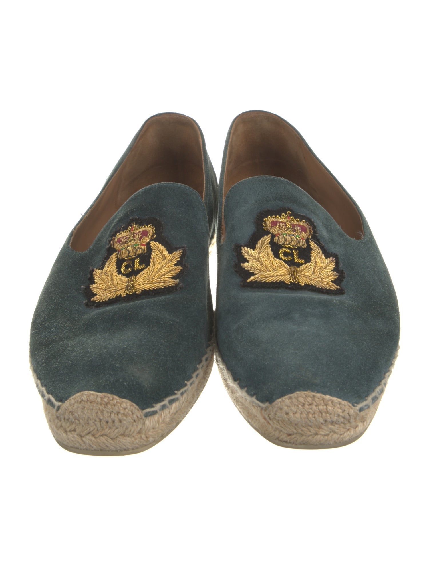 Christian Louboutin Suede Embroidered Accent Espadrilles